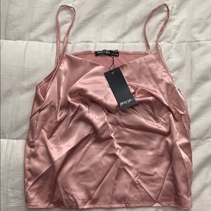 Nasty Gal Collection Satin Cowl Neck Cami Rose